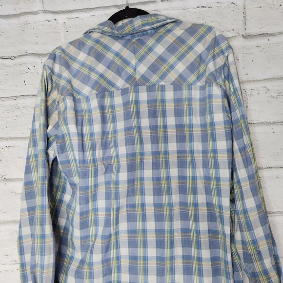 Columbia Insect Blocker Mens Blue Green Plaid Long-Sleeved Button-Up Shirt Sz M - Picture 4 of 11